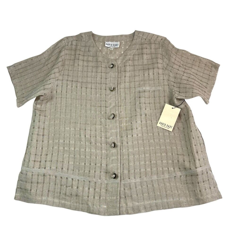 NWT David Dart Linen Top size XL Beige - Picture 4 of 12